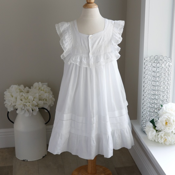 RARE VINTAGE Strasburg Girls White Dress Size 3/4 Embroidery Lace Flower Girl - Picture 4 of 7